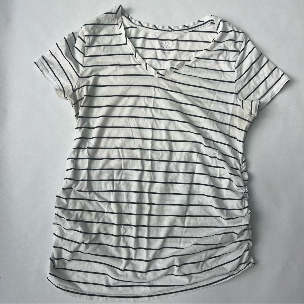 Isabel Maternity Side Ruched V-Scoop Maternity T Shirt